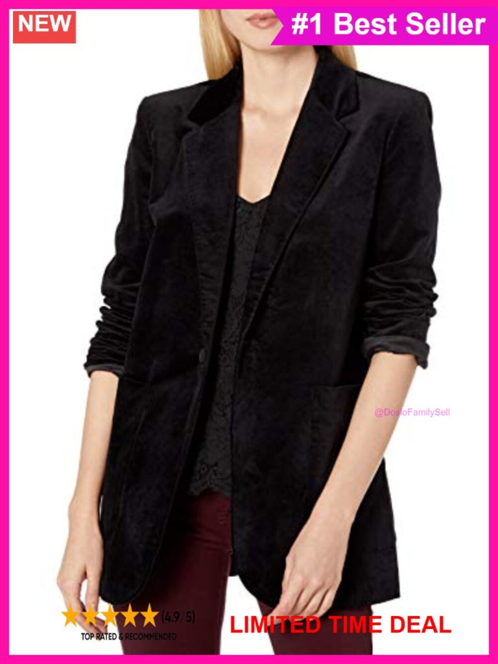 Oversized Velvet Blazer Long Sleeve Notch Collar Button Dressy Party
